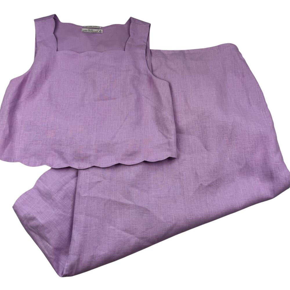 Abercrombie & Fitch Lavender Linen Tank Midi Scalloped Skirt Set Women's S/M